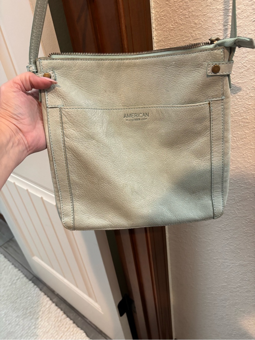 American Leather Light Sage Crossbody Bag